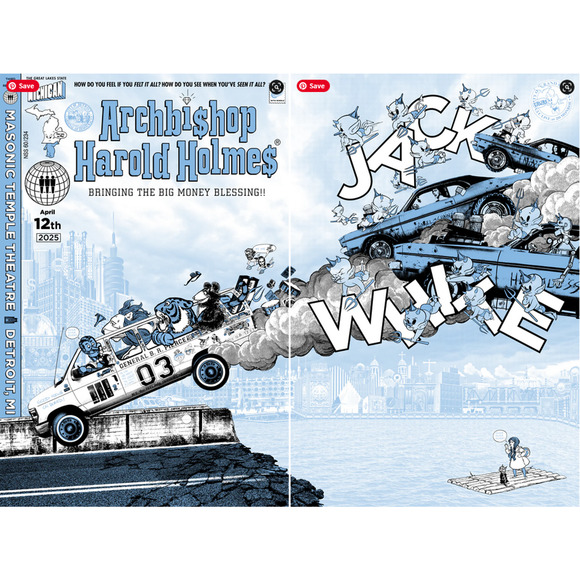 JACK WHITE DETROIT GRAND RAPIDS MASONIC TEMPLE ROB JONES ORIGINAL PRINT POSTERS - Picture 1 of 3